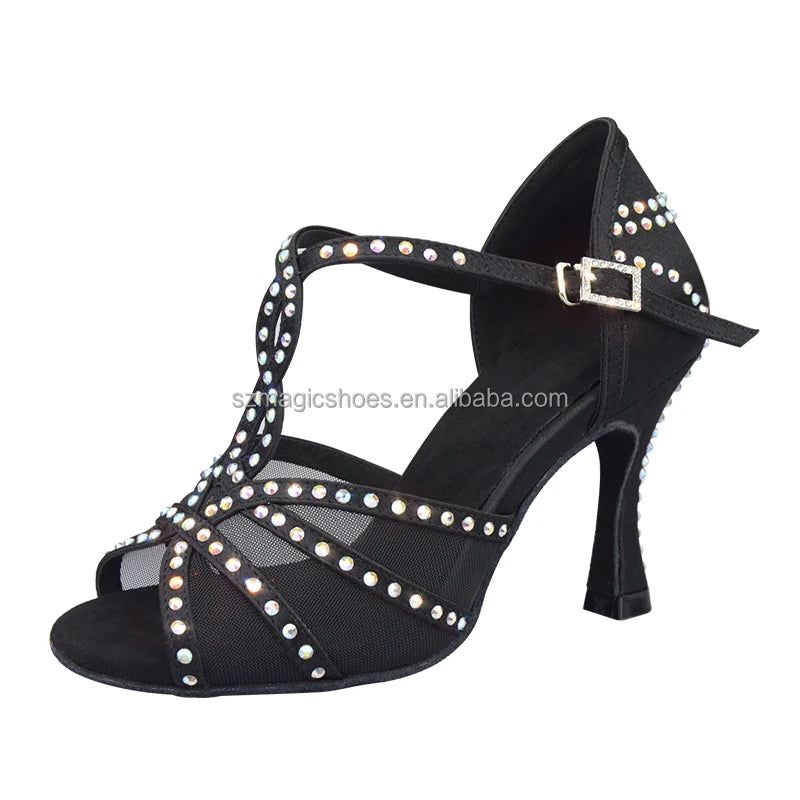 Wedopus Latin Dance Shoes Women with Crystals