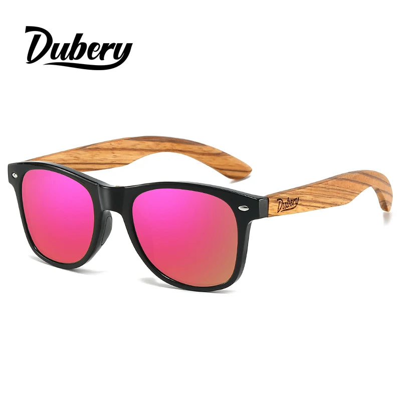 DUBERY Factory 2026 New Classic Wooden Sunglasses Square Polarized UV400 Lenses Unbranded Men Women's Blue Frame Black Red Green