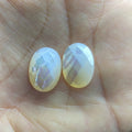 MOP 13x18mm Mother of Pearl White Oval 12x16mm Flatback Checker Cut Shell Gemstone