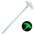 JW-139 Wholesale Outdoor Camping 25cm Fluorescent Metal Tent Pegs Heavy Duty Screw Thread Luminous Tent Stakes