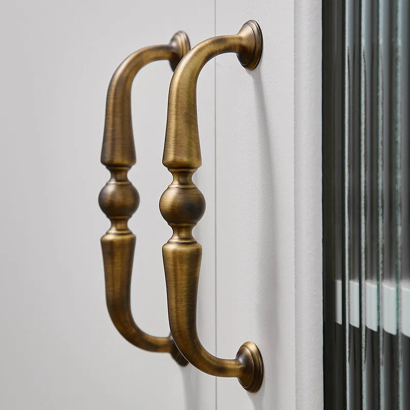 Antique Retro Solid Brass Cabinet Knobs T-Bar Long Pull 115-147mm Wardrobe Handle for Kitchen Dresser Drawer Drop Shipping