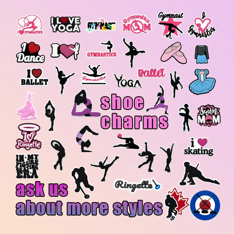 Designer Sports Girls Woman Trinket Dance Shoe Decorations Wholesale Yoga Ballet Figure Skating PVC Clogs Accessory Shoe Charms