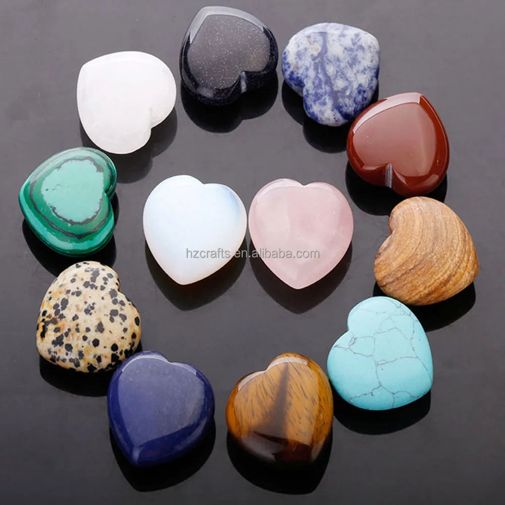 HZ Natural Red Agate Heart Crystal Furong Crystal Semi Precious Stone Crystal Handicraft Raw Stone Polishing Handlebars Ornaments