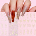 3D Gold Metal Art Decoration Rose Gold Foil Decal Gel Nail Holographic Sticker Custom Sticker Adhesive Nails Salon Professional
