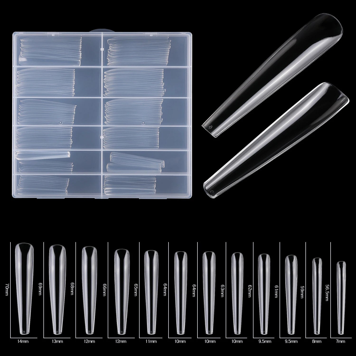 Custom Private Label 120pcs Box 4XL Series Super Long Full Cover Square Coffin Pointed Stiletto Nail Tips