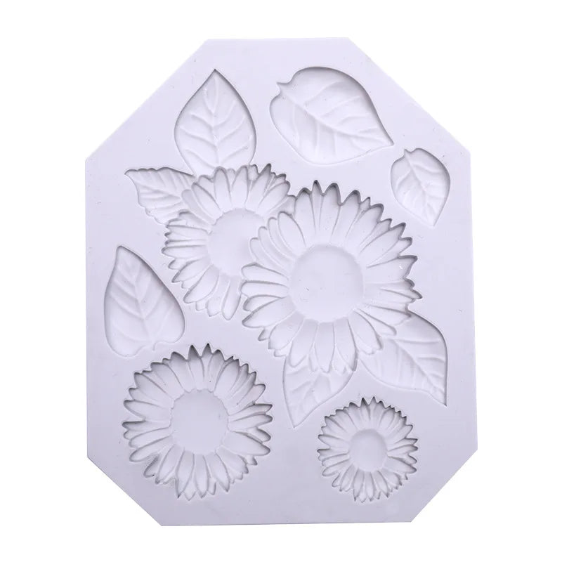 D-0192 Sunflower Flower Silicone Mold Chocolate Fondant Sunflower DIY Cake Decorative Soft Pottery Mold