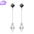 FEIRUN Wholesale Price 8mm Drop Silver Natural Freshwater Pearl Jewelry Earrings