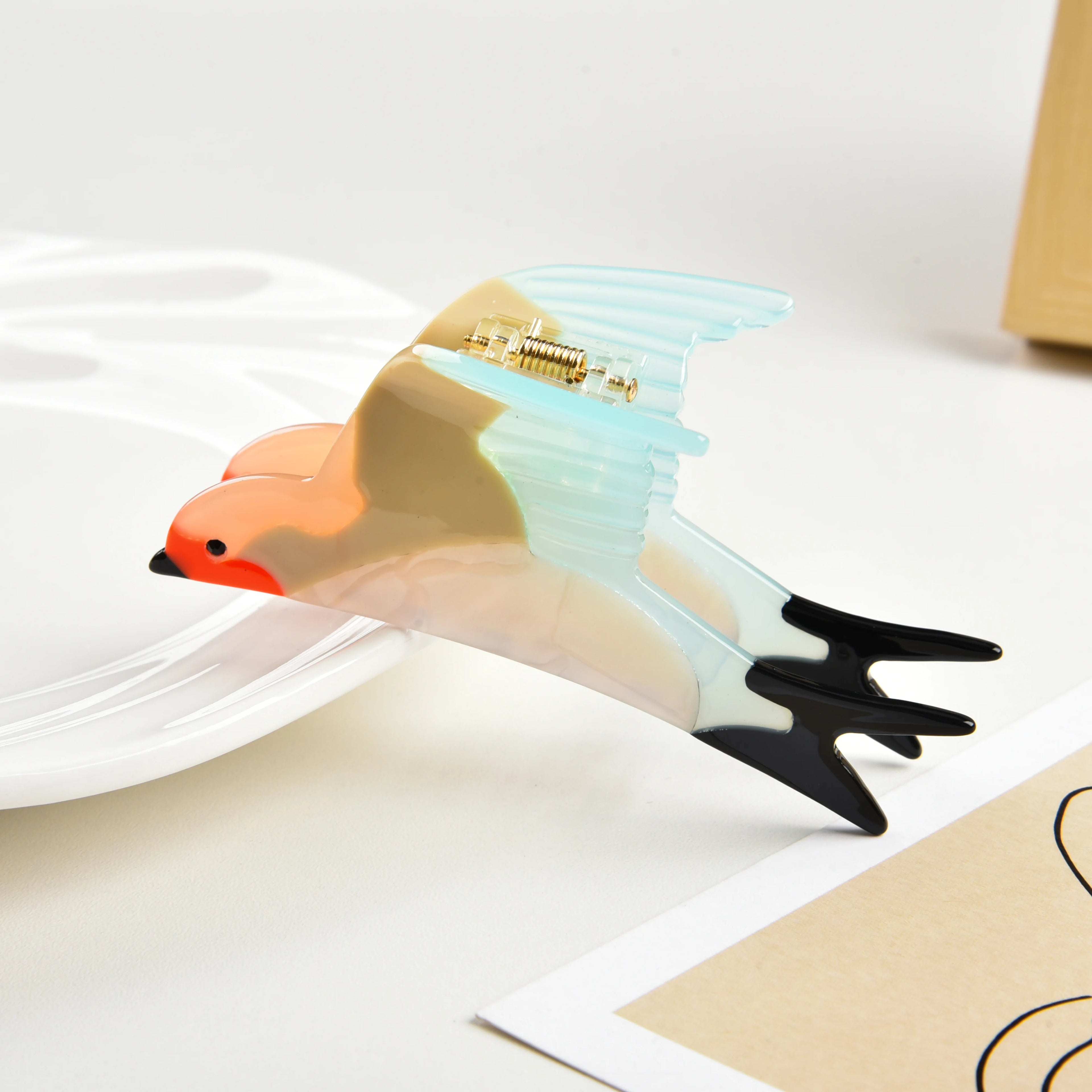 BSCI Factory YHJ Wholesale Custom Hair Accessories Summer Sweet Lovely Swallows Acetate Hair Clips Claw Clips Hair Claw