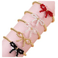 Go2boho New Fashion Delicate Bow Tie Bangles Boho Imitation Pearl Crystal 18K Gold Plated Copper Beaded Bracelets Jewelry Women
