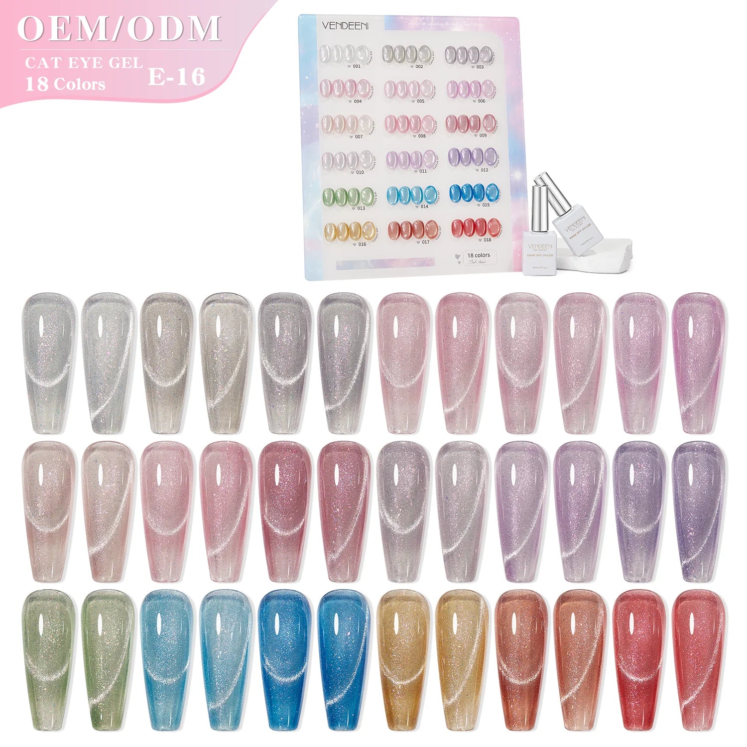 Vendeeni OEM 2025 Crystal Bulb Crystal Cat Eye Gel Nail Polish 15ML Magnetic Gel Soak Off  Reflective Cat Eye UV Gel Nail Polish