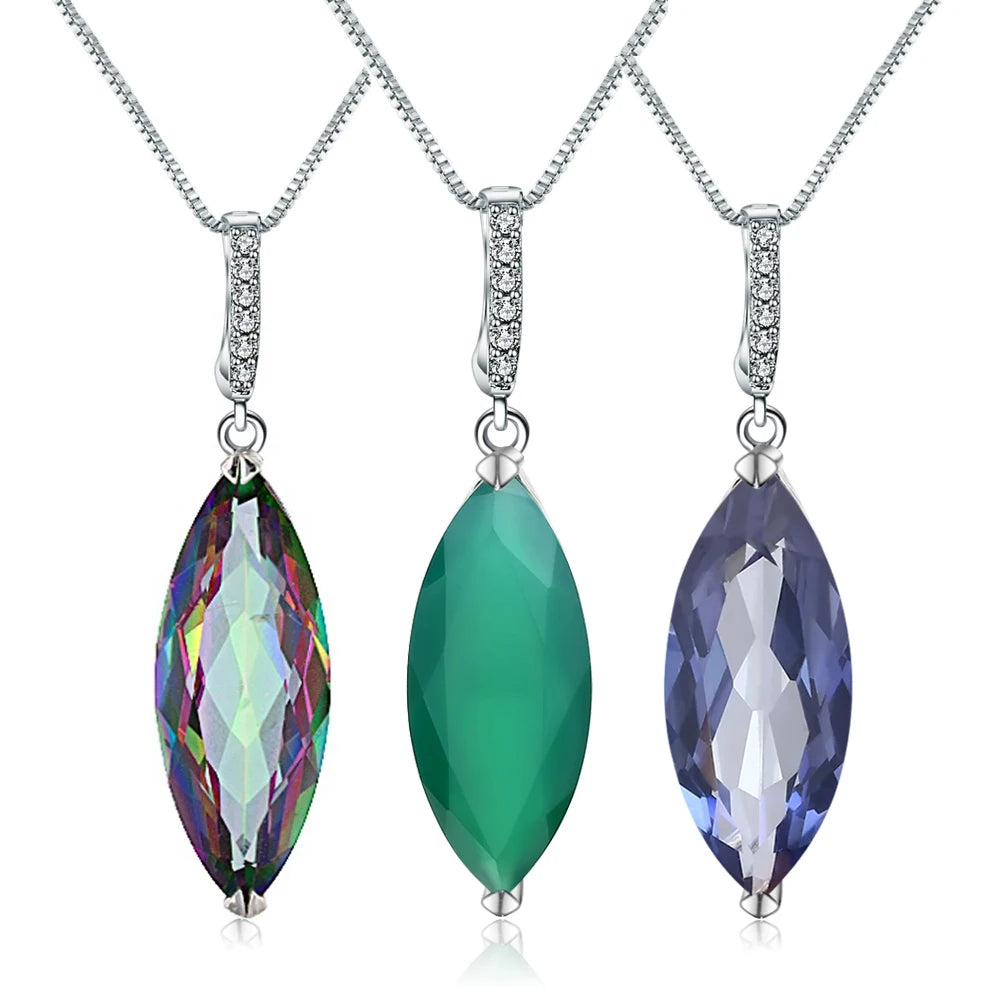 Abiding Fine Jewelry Wholesale 925 Sterling Sliver Natural Gemstone Mystic Quartz Crystal Stone Pendant Necklace