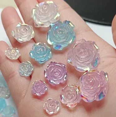 New Artificial Flower Resin Charms Beads 10/15/20mm Tree Sizes 3D Rose Miniature DIY Craft Home Party Ornament