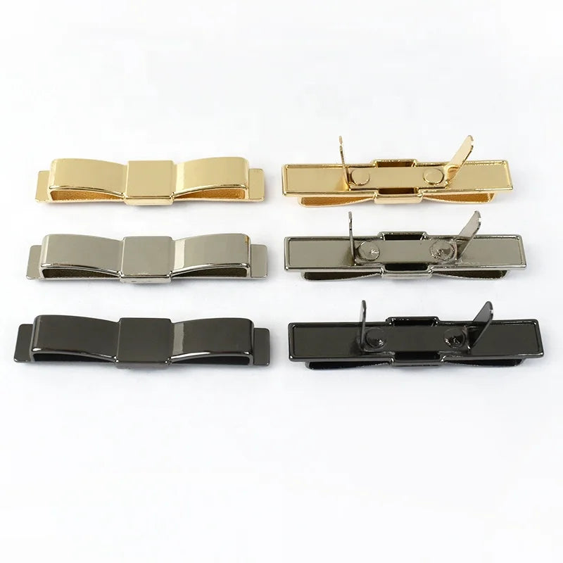 Deepeel 47*7mm DIY Decorative Bow Hardware Button 47*7mm Handmade Alloy Clip Buckle for Garment Bag Hat Accessories