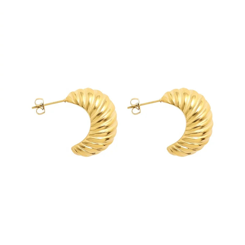 New Designed Moon Shape Earrings Stainless Steel 18K Gold Plated Women Jewelry Earrings
