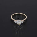 Three Stones Setting Moissanite Ring With 14K White Gold and Yellow Gold Two Tone Ring