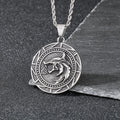 Personalized Double-sided Graphic Animal Collar Retro Vintage Hollowed-out Viking Wolf Head Stainless Steel Pendant Necklace