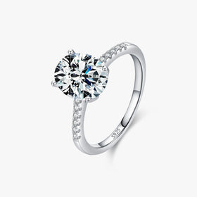 925 Sterling Silver Fine Jewelry Oval Cut Stunning Clear Cubic Zirconia Wedding Engagement Band Rings for Women