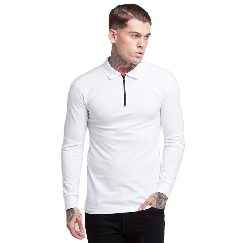 New Autumn Stretch Cotton Sport Polo Shirt Men's Clothing Business Fashion Male Polo T-Shirt Long Sleeve Breathable Polo Shirt