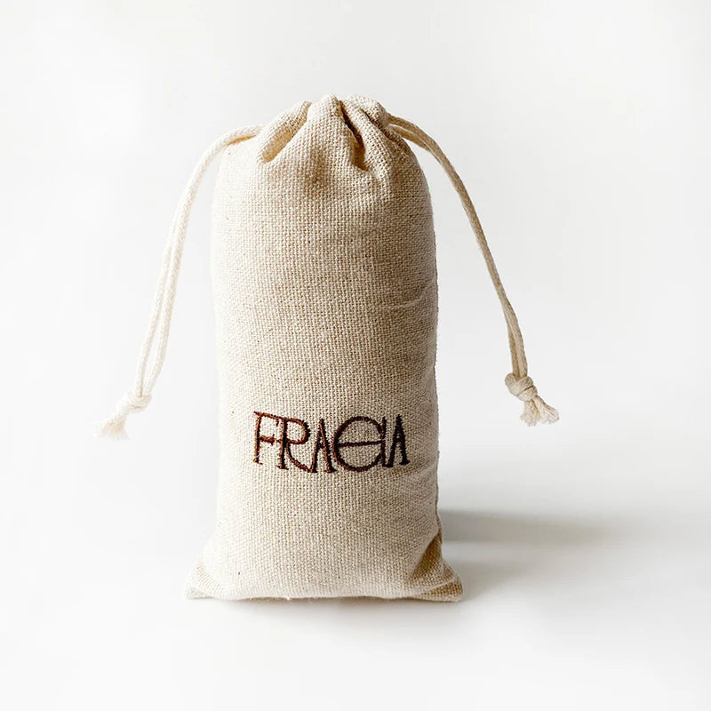 Custom Embroidered Logo 9x18cm Natural Drawstring Cotton Linen Grindstone Bags for Jewelry