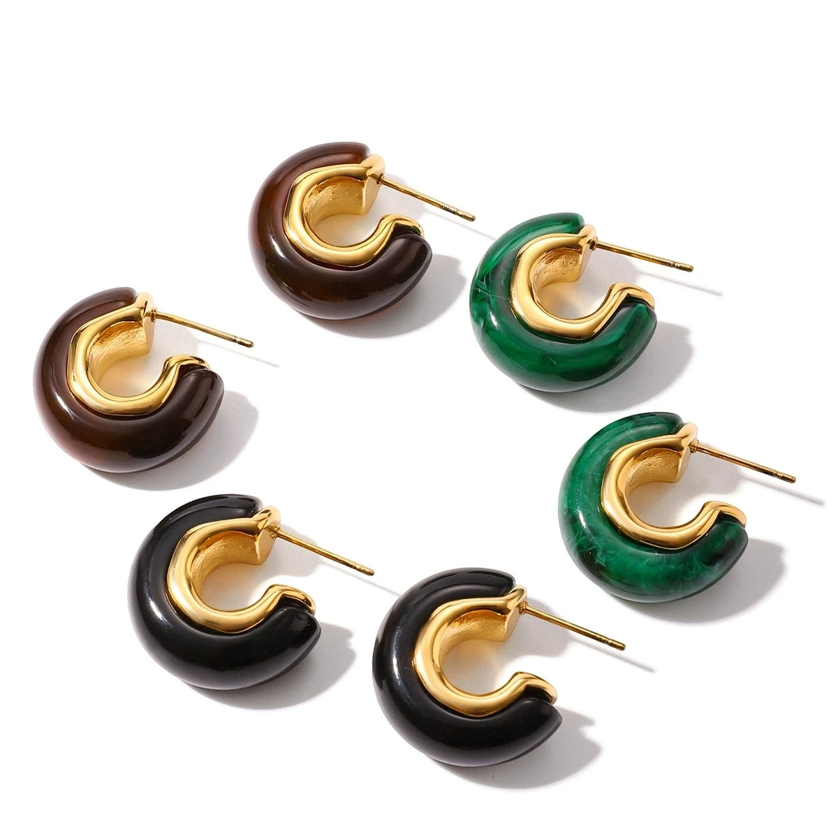 INS Hot Organic Hoop Earring Gold Plated Statement Jewelry Custom Resin Transparent Acrylic Earrings for Women