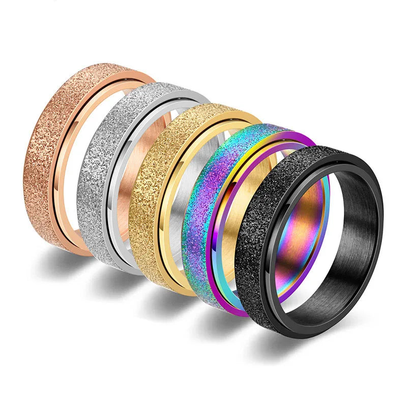 SSeeSY Anillos Para Hombre Fashion Jewelry Non Tarnish Titanium 6mm Stainless Steel Rotating Ring for Men