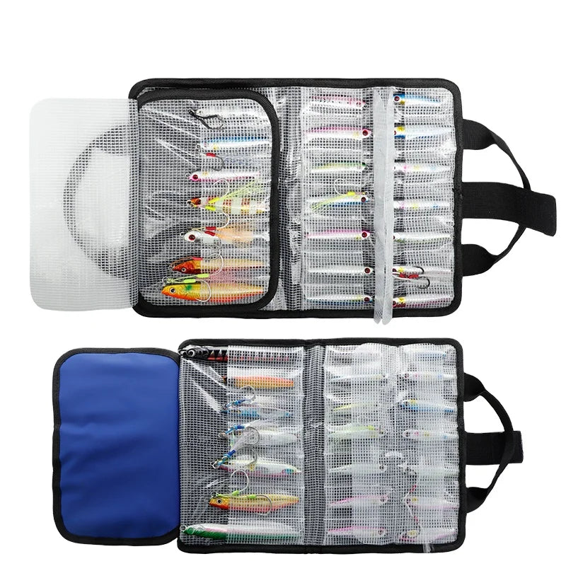 JANKER JW-02 Clear Plastic PVC Mesh Fishing Lure Bags Waterproof Trolling Jig Lures Box & Bagg
