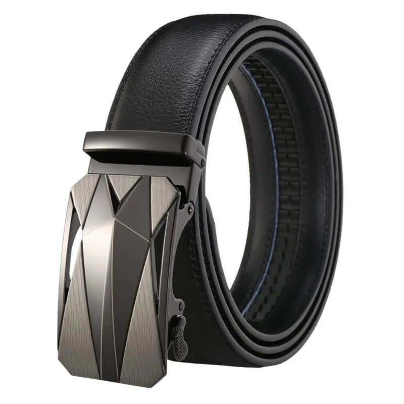 LQbelt Factory Men's Leather Belt Ratchet Cowhide Automatic Buckle Belts for Male Wholesale Stock