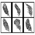 6PCS Mandala Feather Stencils Reusable Feathers Painting Stencil Template DIY Furniture Wall Floor Decor