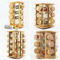 4-Layer Bamboo Seasoning Rack with Wooden Lid Circular Kitchen Restaurant Spice Rack Rotating Base Storage Holders & Racks