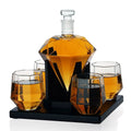 Durable Lead-free 880ml Diamond Liquor Decanter Set Decanters and Glass Set with Wooden Rack