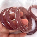 Wholesale Price Wide Crystal Bangle Strawberry Crystal Rose Quartz Bangles Chinese Real Jade Bangle for Women