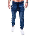 New Men's Multi-Pocket Stretch-fit Jeans Business Casual Classic Style Denim Male Blue Business Casual Pants