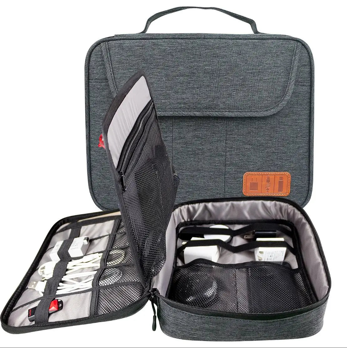 Double Layers Water Resistant Oxford Casual Travel Outdoor Activities Gadget Organizer Accessories Zipper Digital Cable Bag