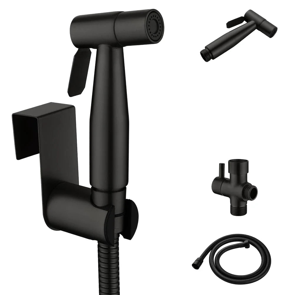 Black 304 Stainless Steel Handheld Shattaf Set Bidet Shower Sprayer Kit Toilet Spray Gun With Hose