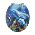 Modern Design Dolphin MDF Toilet Seat with Sea World Printed Lid Zinc Alloy Soft Close Hinge