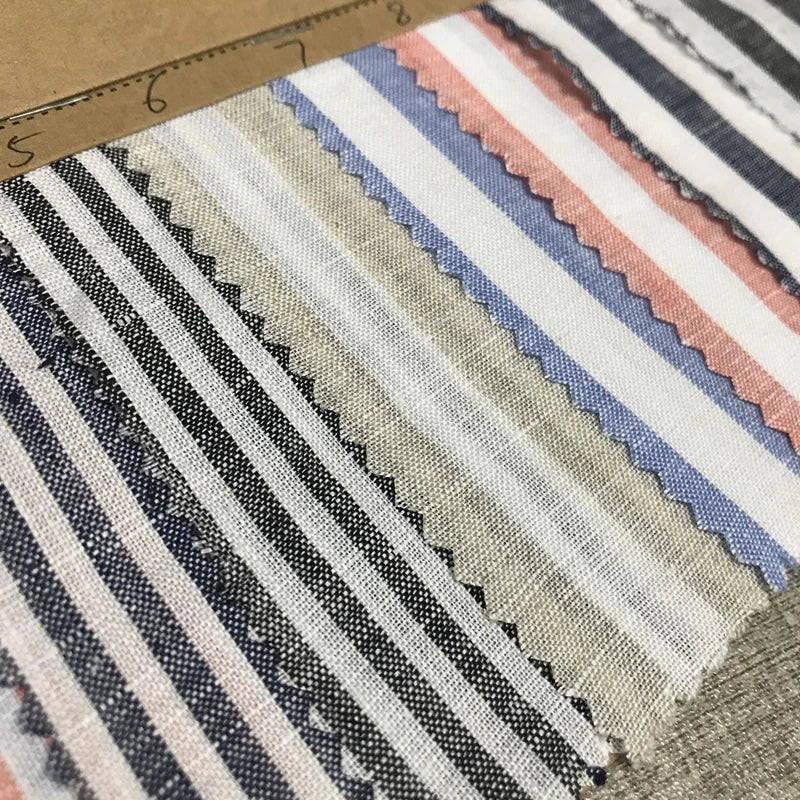 Wholesale Natural 100% Linen Stripe Fabric 127gsm 135CM Tablecloth Lightweight Striped Pure Linen Fabric for Shirts Clothing MegaBDM