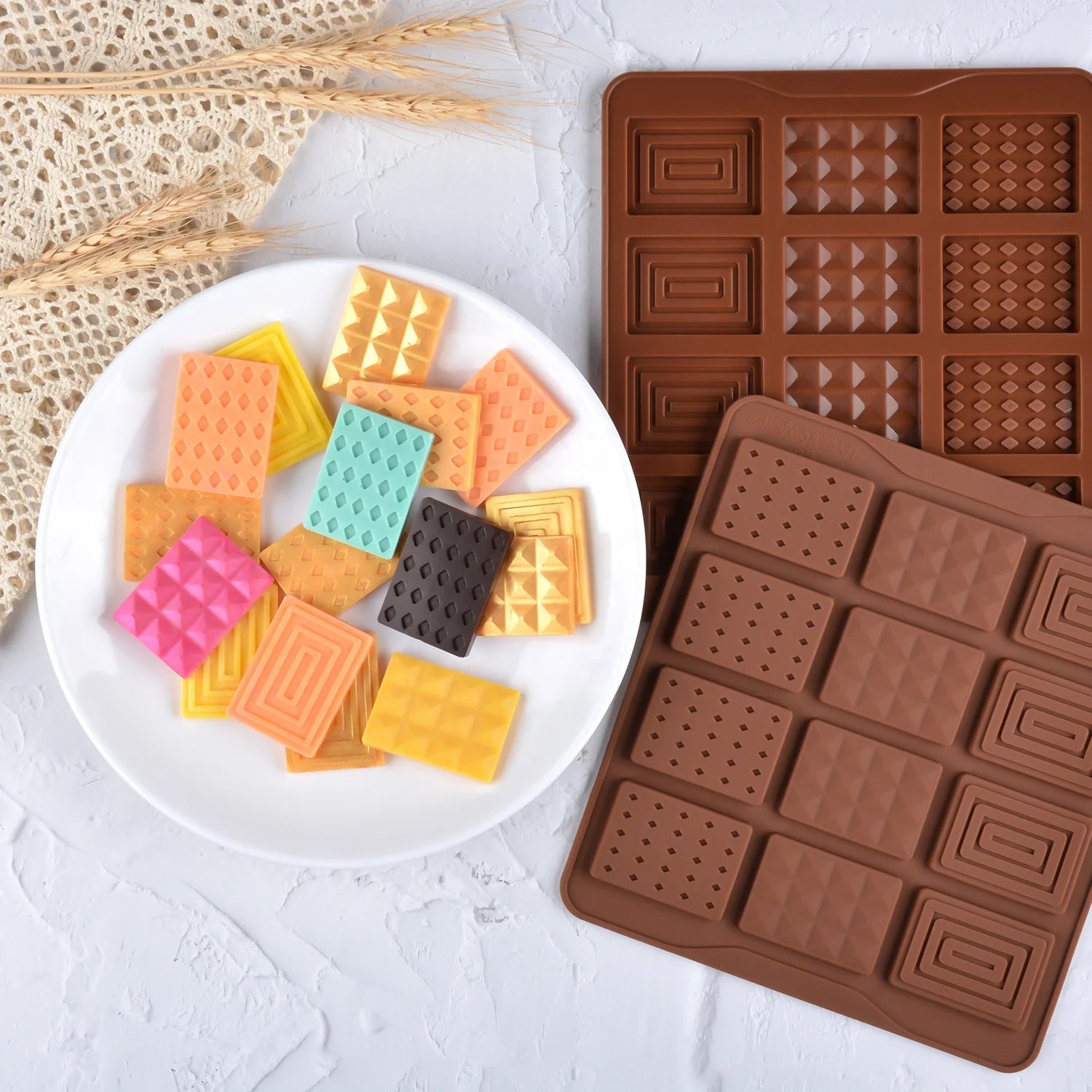 Break Apart Multi Shape Candy Mold Silicone Mini Chocolate bar Silicone Molds  Small Molds for Wax Melts