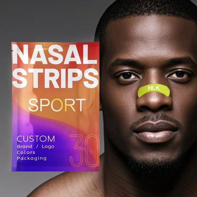 HLK Extra Strength Pain Free Removal Custom logo Athletic Breathing Breath Sports Nasal Strips Nose Tape for Breathing Snoring