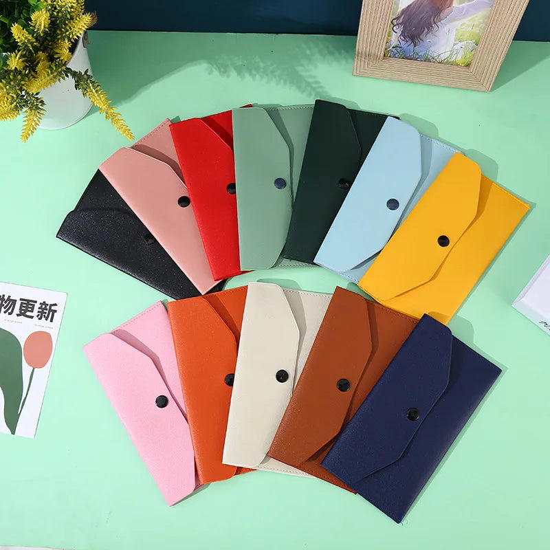 Custom Logo PU Leather Long Wallet for Cash Bank Deposit Bag with PVC Lining and Cover Closure Type