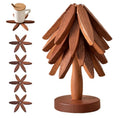 4 Wooden Trivets  With1 Stand Stored Like a Christmas Tree  Shape Trivet Set Wooden Trivets for Hot Dishes