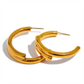 JINYOU 369 Hollow Tube Minimalist Stainless Steel Geometric C Shape Earrings Charm Metal Prevent Allergy Daily Office Jewelry