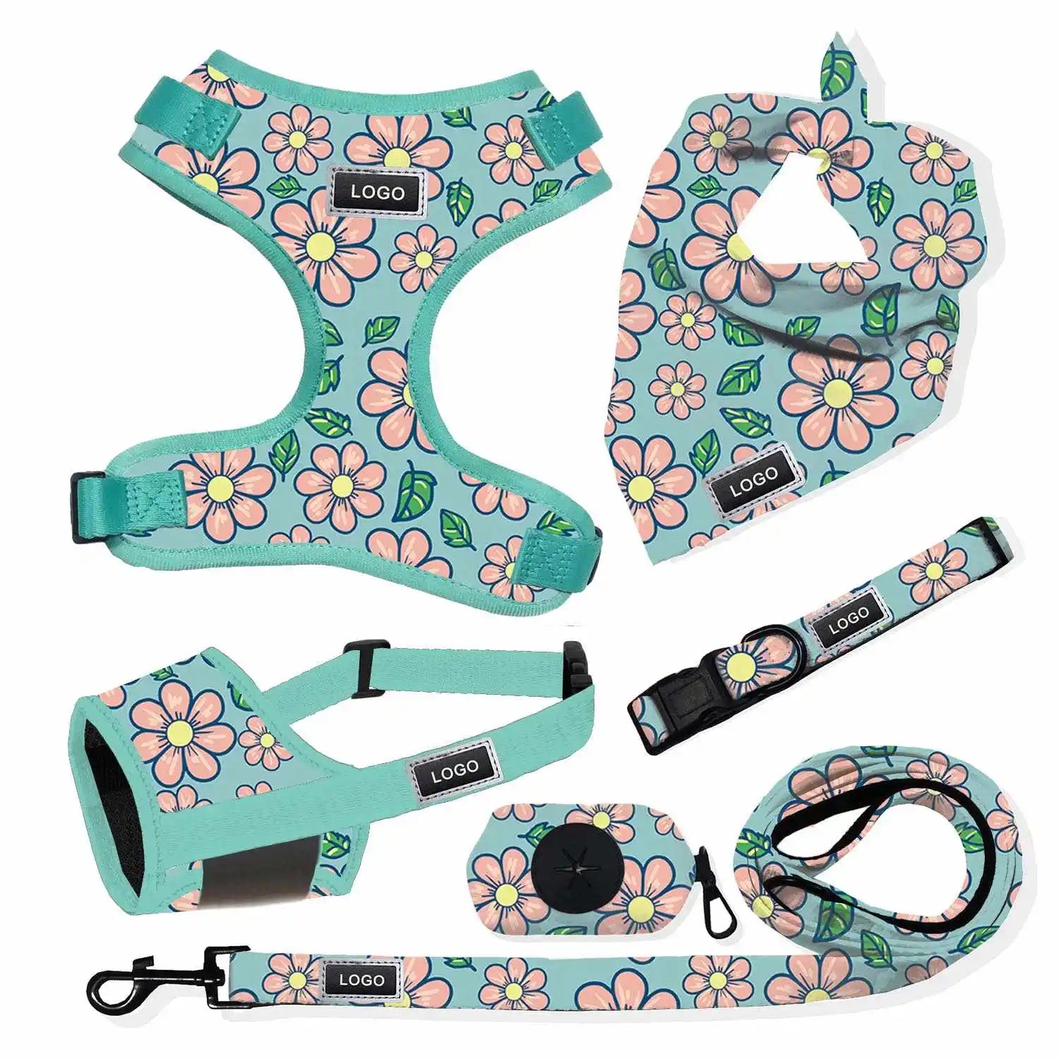 Custom Dog Training Harness Leash Set Adjustable OEM Breathable Accessories Solid Animal Pattern Features LED Lights Size XL