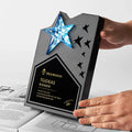 Custom Obsidian Five-Pointed Star Crystal Trophy Creative Engraving Carved Model for Distributor Cooperation Trophies