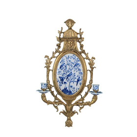 ZHUODI Antique Classical Blue White Porcelain Handmade Diamond Shape Wall Hanging Ceramic Candlestick Home Decoration Box