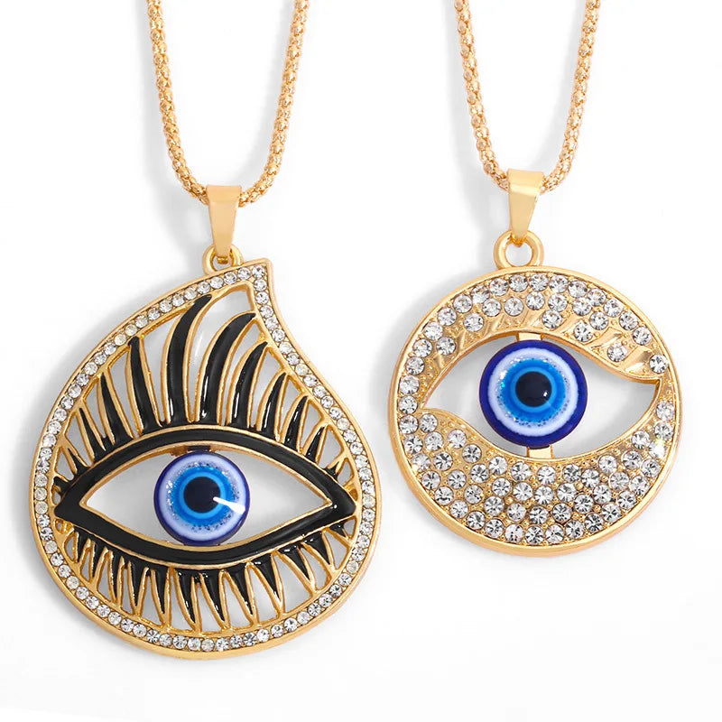 Valentines Day Hip Hop Personality Punk Large Turkish Evil Blue Eye Pendant Necklace