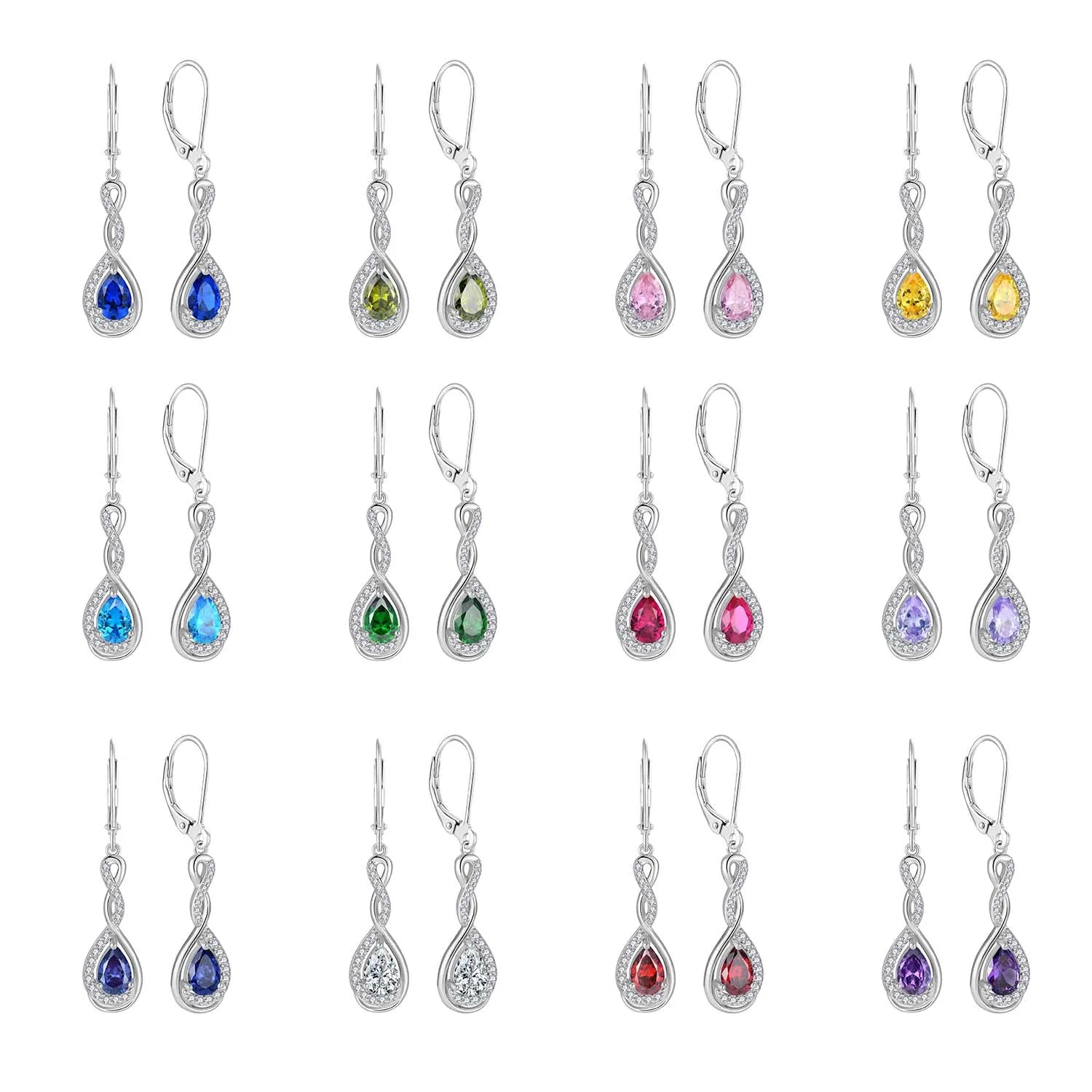 QINGXIN 925 Sterling Silver Mother's Day Gift Party Jewellery Luxury Zircon Gemstone Hoop & Huggie Drop Earrings Women