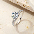 Solitaire Anillos De Compromiso Elegant Luxury Round 925 Sterling Silver Zircon Engagement Wedding Ring for bride and groom