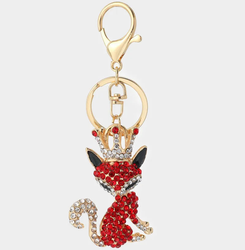 Factory Price Fox Keychain OEM Order Factory Diamond Customize Metal Key Ring Car Bag Phone Accessories Key Chain