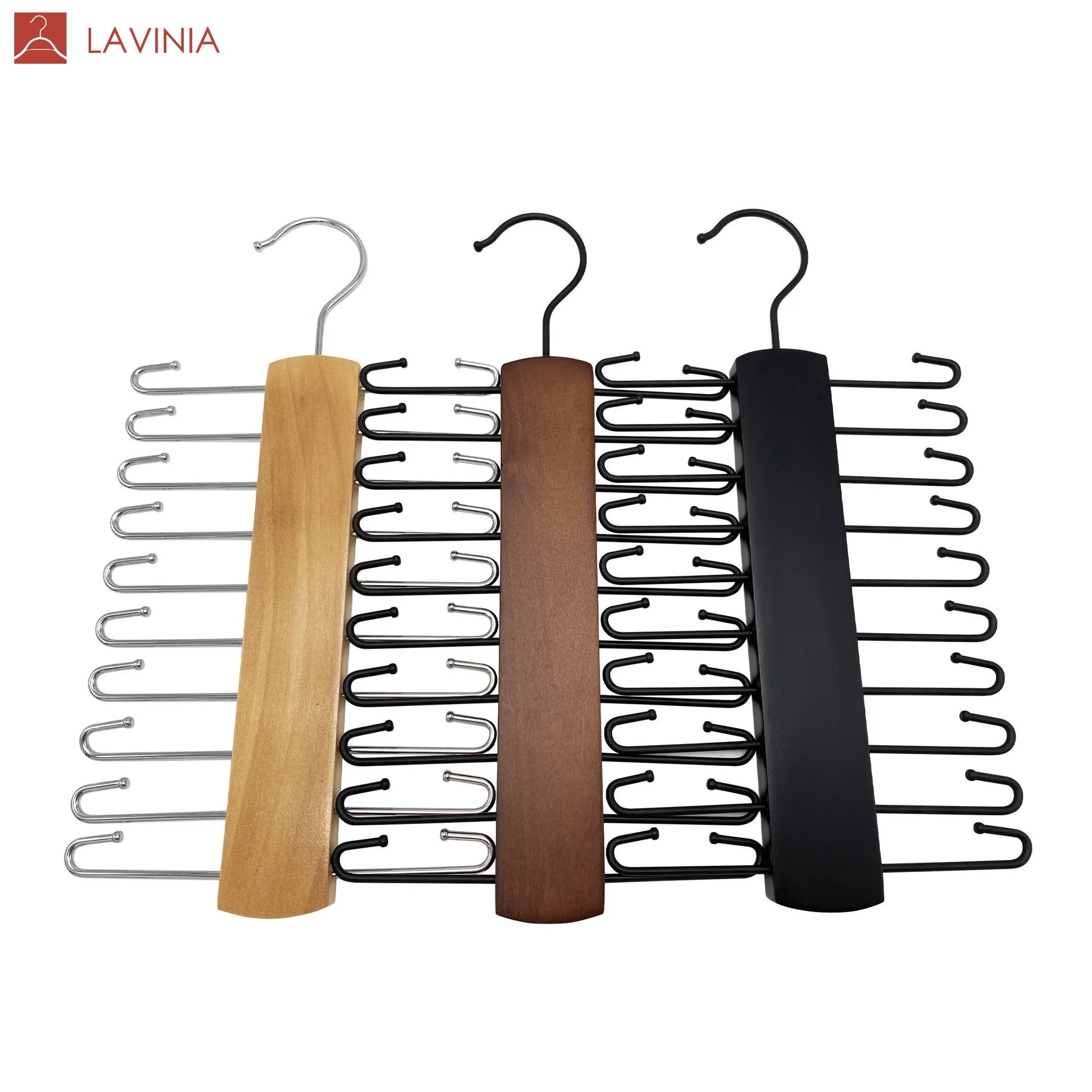 Lavinia Wholesale Hangers Space Saving Metal Wood Tie Belt Storage Hanger