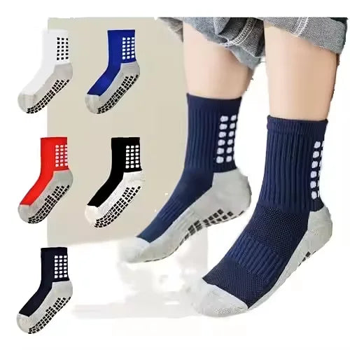 Men's Non-Slip Grip Athletic Socks Knitted Crew Height Body Logo Anti-Slip for Soccer Football Basketball Sports for Autumn